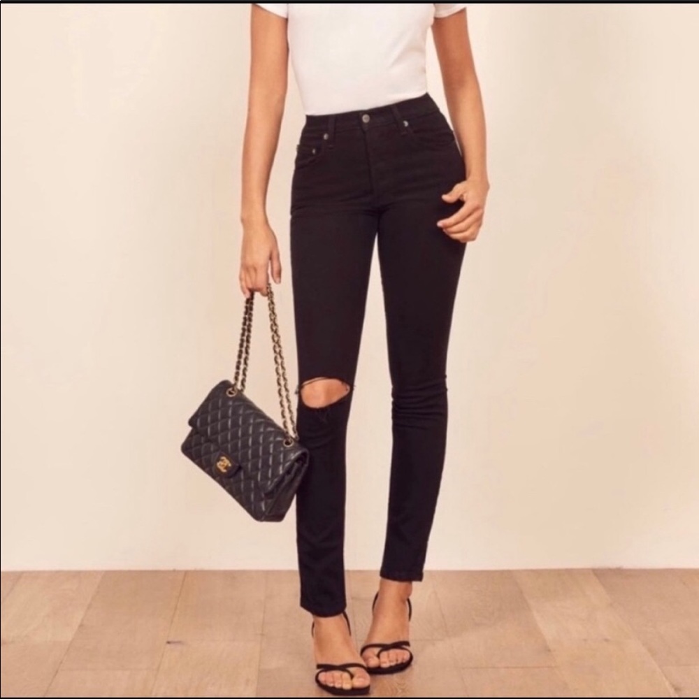 Reformation Serena jeans black destroyed